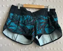 Lululemon Speed Short Luxtreme Sz 8 Palm Lace Tofino Teal Multi / Black