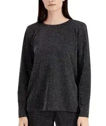 MSRP $70 Alfani Top Petite XL Metallic Black  Long Sleeve Poly/ Spandex New!