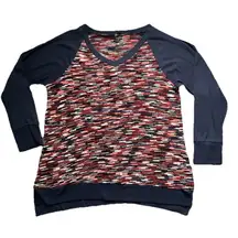 Suzanne Betro Women’s Navy/colorful Casual Pullover Sweater Size 2X