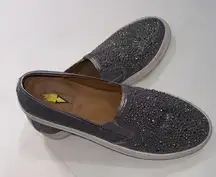 Very Volatile Studded Faux Leather Black Sneakers Embellished Slip On Shoes 10