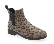 Hunter  Cheetah Print Waterproof Chelsea Rain Boot