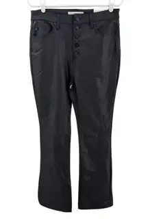 KanCan Black faux leather button fly Boot Cut Pants 11/29 new concert neutral