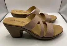 Patrizia by spring step light wood open toe heel sandals light pink  size 9 F4
