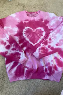 Pink Tie Dye Heart Crew neck