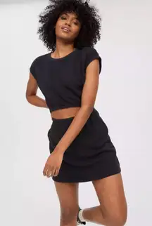 Aerie Offline Black Weekend Fleece Cut-Out Dress Size XL