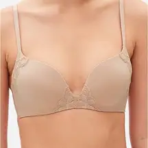 NWOT Gap Pretty Lace Wireless Uplift Bra, Tan, Sz. 34D