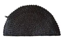 Hawaiian Lauhala Mahina Pandan Leaf Half Moon Woven Lined Zipper Clutch Purse