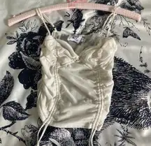 White Mesh Ruched Top – Princess Polly