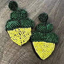 felt Lemon and bead earrings
