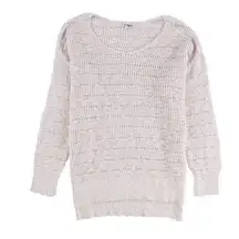 American Eagle Open Knit Crochet Side Split Hem Beachy Boho Long Sleeve Sweater