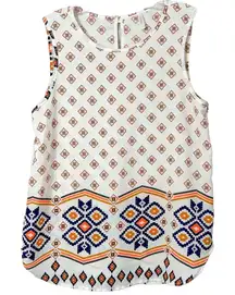 Pink Blush Women's Aztec Print Keyhole Back Sleeveless Top Multi-Color Medium