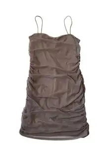 Windsor Beige Ruched Lined Bodycon Mini Dress Women Size Large | 14-8