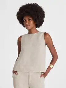 Madewell Linen Shell Top Sleeveless Round Neck 100% Linen Oat S NWt