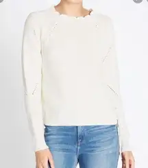 Joie Adanya Scallop Knit Sweater in Porcelain