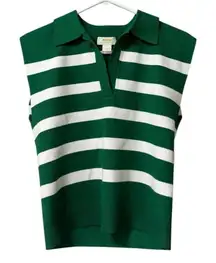 Maeve Anthropologie‎ Sweater Vest Women Size XX Small Striped Cap Boxy Collared