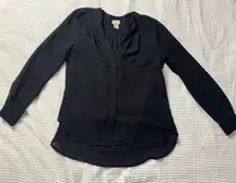 H&M Black Sheer Blouse Women's Size 2 Old Money Work Career Clean Girl