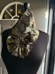 80/90s gold leopard print lamé neck hair wrap with Velcro