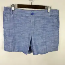 LOFT Monroe Shorts Womens 14 Blue Cotton Preppy Coastal Grandma Capsule Parisian