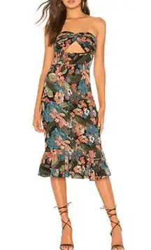 About Us Chloe Multicolor Floral Cut Out Front Strapless Midi Sundress Size XXS