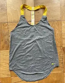 Nike Elastika tank heathered grey/yellow Sz XS EUC running/training/gym/workout