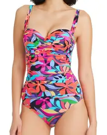 Bleu by Rod Beattie NEW Women's Bold Rush‎ Shirred One-Piece Swimsuit 12 L