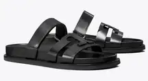 NWOB Tory Burch Ines Sport Slide Sandals in Black Leather