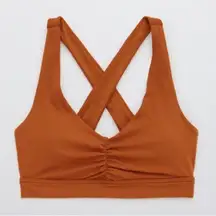 OFFLINE By Aerie Womens Orange Ruched Front Real Me Sports Bra