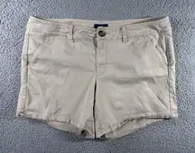 American Eagle Shorts Women 14 Tan Khaki Stretch Midi Casual Academia‎ Walking