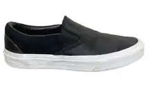 Vans  Classic Leather Canvas Slip On Black Gray Check Sneakers Size 8.5