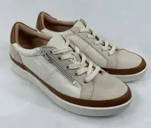 Vionic‎ Mayra Lace Up Sneakers Casual Shoes Canvas Suede Brown Zip 9.5