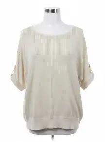 AB Studio Knit Top XL Gold Metallic Shimmer Sparkle Vacation Resortwear Chic