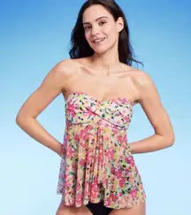 Kona Sol Bikini‎ Top Sheer Floral Size Small Molded Cups Removable Straps