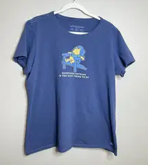 Life is Good Womens Winnie the Pooh Crusher Lite Tee Size XL Blue Relaxed Fit