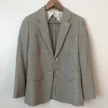 MaxMara 2 Gray plaid Wool 2-Button Blazer Jacket