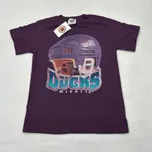 Vintage 90s  Sport Anaheim Mighty Ducks Helmet Purple T-Shirt womens Size XS/S