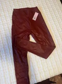 Maroon Pleather Leggings