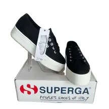 Superga Women's Canvas Platform Black Sneaker Size 6.5       SKU#24136