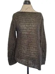 Wooden Ships Knit Sweater Metallic Gold Wool Mohair Blend Size Medium Large