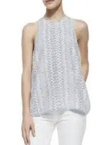 Joie Womens Brighton Blouse Top Size S White Gray Print Silk Sleeveless100% silk