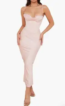 House Of CB  Charmaine Blush Pink Cowl Neck Corset Maxi Dress NWT