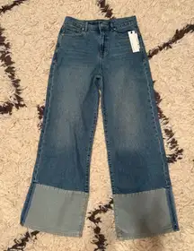 Wide-Leg Two-Tone Jeans