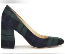 NINE WEST Tartan green & navy plaid Deon Dress Pumps Size 8