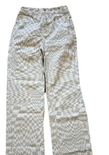 Women's  Checkered Jean Pants Green and White Size 24 Y2K