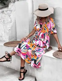 All over print smock dress