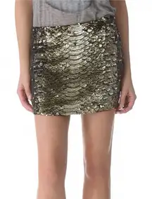 Haute Hippie Python Sequin Silk Mini Skirt Metallic Sequins Club Festival Party