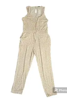 Splendid Ole Beige Leopard Print Sleeveless Jumpsuit