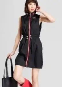 Hunter for Target Packable Hooded Vest Dress Black with Red Trim Size Medium