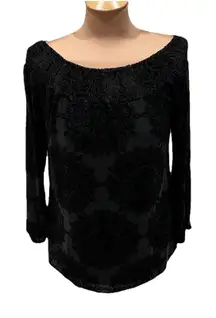 Vtg Ariella Black Velvet Off The Shoulder Top Whimsigoth Witchy Holiday Romantic