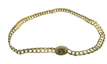 Vintage Gold Chain Belt Necklace Enamel Medallion Heavy 94g Statement