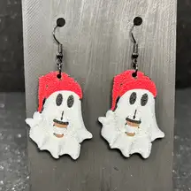 👻🎄 Christmas Ghost Dangle Earrings ☕️ | | Cute Holiday Coffee Lover Jewelry